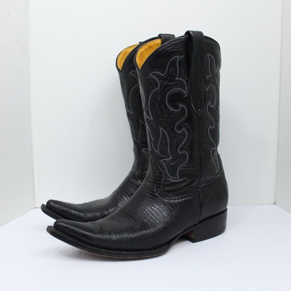 African Boots Co Only Leather Black Lizard Cowboy Western Boots Size 9 USA - Picture 3 of 8